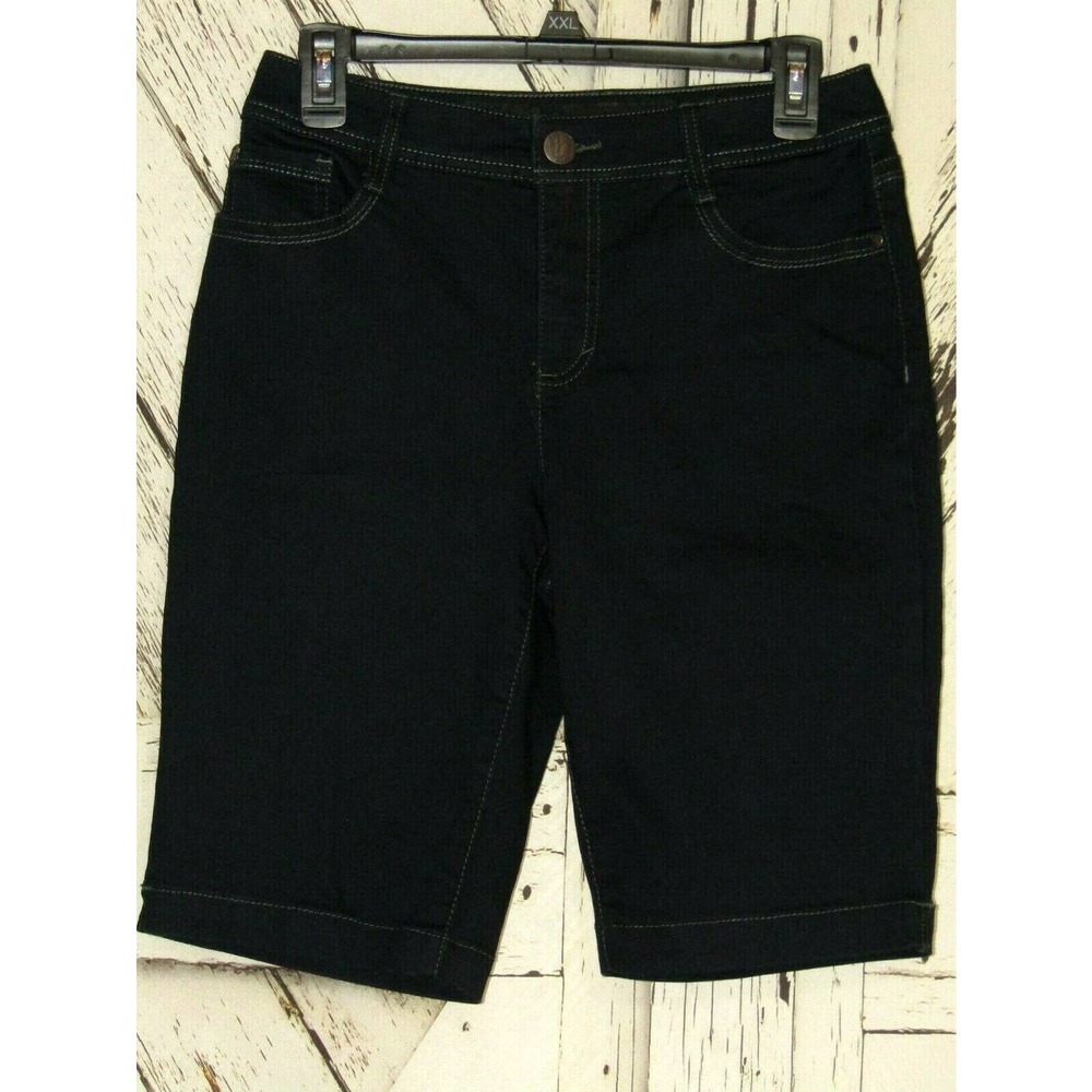 Nine West Jeans Womens Dark Blue Stretch Denim Missy Size 6 Bermuda Shorts